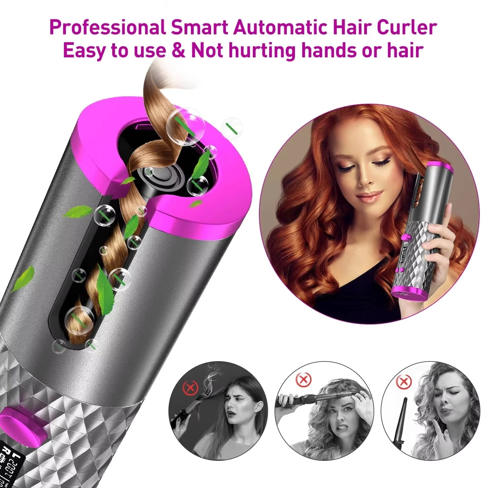 Luxora Cordless Hair Curler Automatic Curling Tool - Portable and Rechargeable